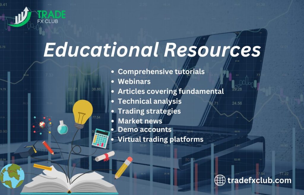 Educational resources provided by forex brokers.